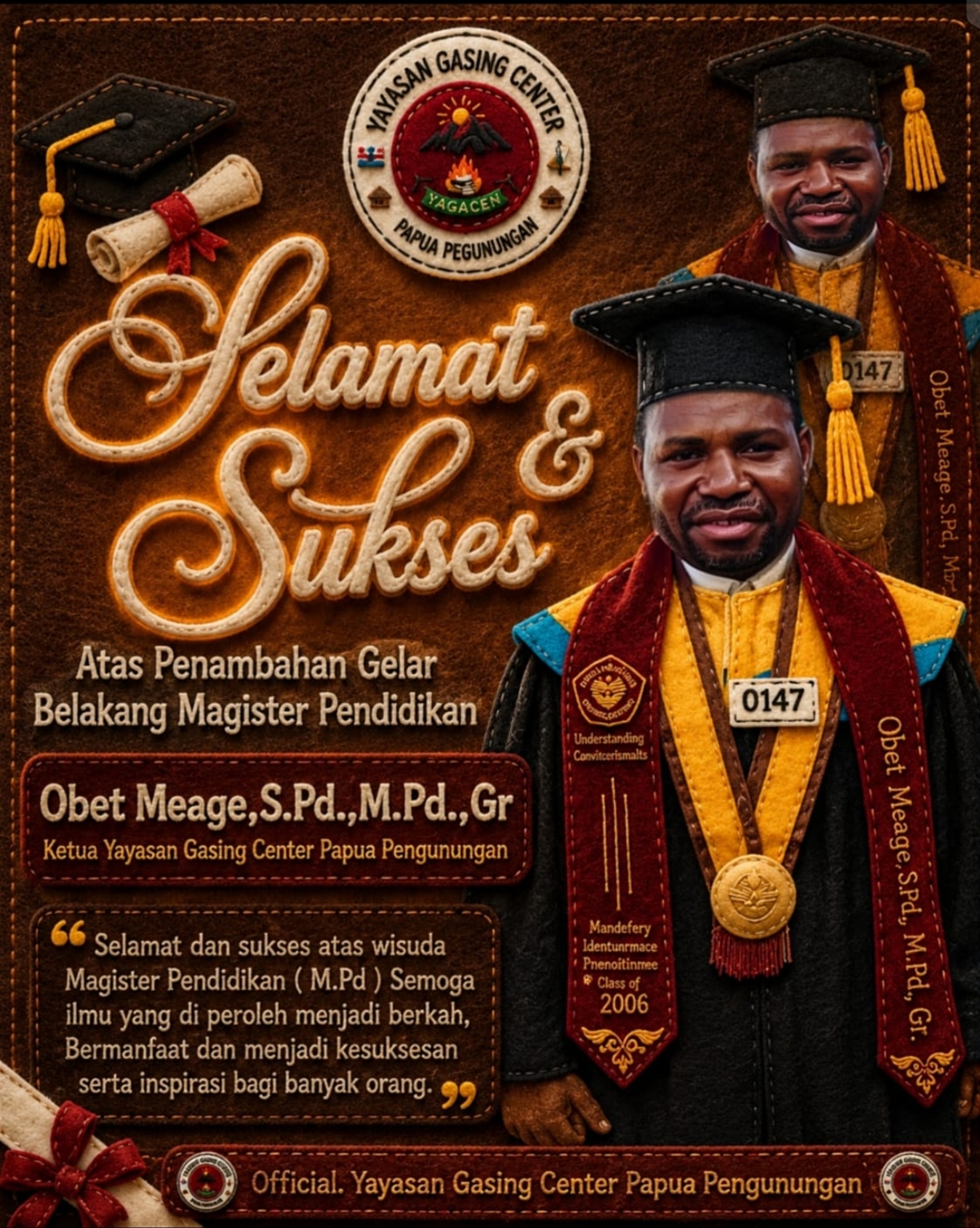 Ketua Yayasan Gasing Center Papua Pegunungan Resmi Raih Gelar Magister Pendidikan